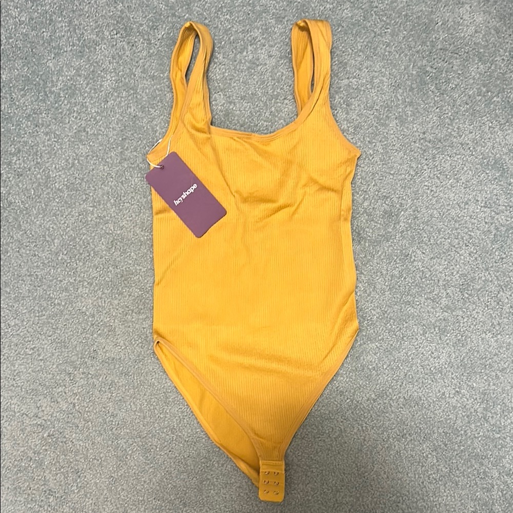 Heyshape Yellow Bodysuit One Piece with Scoop Neckline